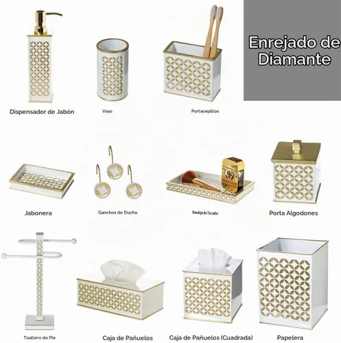 Vista 6 de Creative Scents Diamond Lattice - Soporte para cepillos de dientes blanco - Soporte decorativo para cepillos de dientes y pasta de dientes para baño