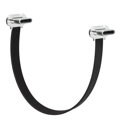 Vista 7 de Cable plano corto USB C de 90 grados, doble ángulo, USB C macho a macho, PD de 65 W, cable de datos de carga rápida para bancos de energía, teléfono