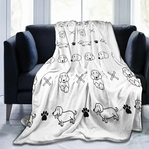 Vista 8 de Manta Bichon Frise, 30 x 40 pulgadas, sin costuras, bocetos negros de bichón, cabezas de cachorro, patrón de huesos y patas, manta de franela