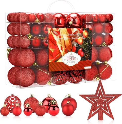 Vista 10 de Aitsite Juego de 100 adornos para árbol de Navidad, miniesferas inastillables para decoración de Navidad (negro)