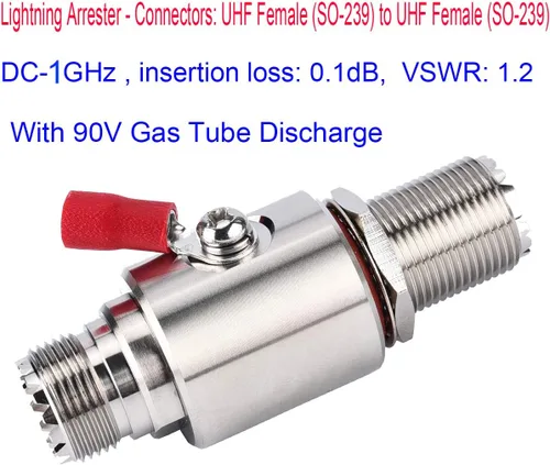 Vista 4 de Protector contra sobretensiones relámpago UHF PL-259 Socket PL259 Socket (UHF hembra) a zócalo SO239 (UHF hembra) mamparo para radio CB