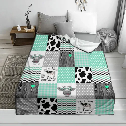 Vista 3 de YunTu Manta de vaca con estampado de vaca de animales de granja para niñas y mujeres, ropa de cama de decoración de vaca, regalos para Navidad, San