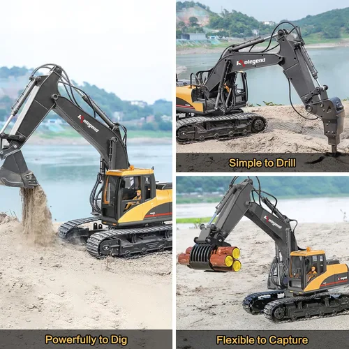 Vista 4 de kolegend Camión volquete teledirigido y juguete de excavadora de control remoto 3 en 1
