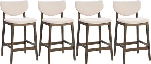 Vista 10 de PrimeZone - Juego de 2 taburetes de bar de cocina de 26 pulgadas, nogal y beige