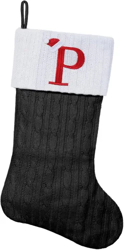 Vista 97 de Medias de Navidad personalizadas de 19 pulgadas con iniciales bordadas, medias de Navidad de punto negro para decoraciones de vacaciones familiares