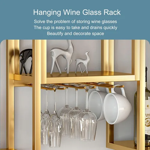 Vista 5 de Estantes de metal para bar, estante de vino montado en la pared con soporte colgante para copas de vino para exhibición de botellas de licor