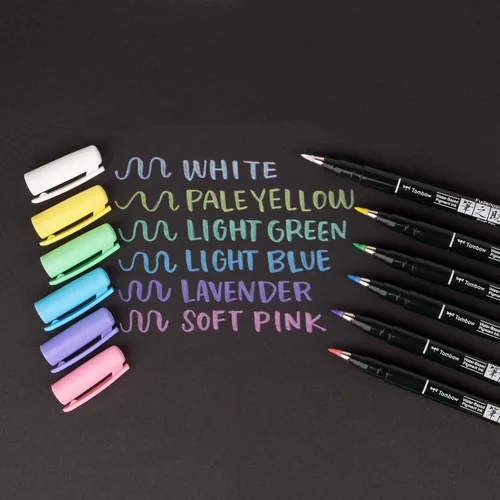 Vista 2 de Tombow 56448 Fudenosuke - Bolígrafos de pincel, color pastel, paquete de 6