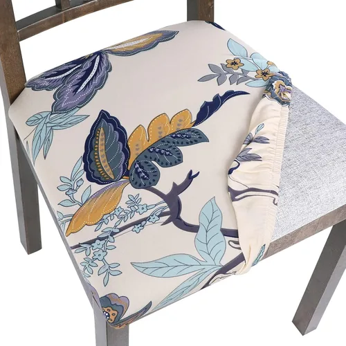 Vista 31 de SearchI Juego de 2 fundas de asiento para sillas de comedor, fundas de asiento elásticas con estampado, extraíbles y lavables, fundas de cojín