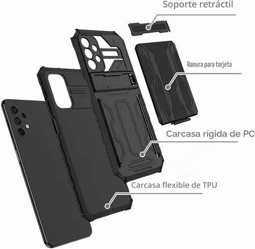 Vista 7 de Asuwish Funda de teléfono para Samsung Galaxy A32 5G 2021 de 6.5 pulgadas con protector de pantalla de vidrio templado y tarjetero con soporte