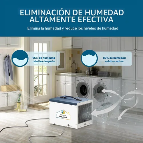 Vista 4 de Deshumidificador ARGENDON para espacio de acceso y sótano, deshumidificador comercial con manguera de drenaje 70 PPD, compacto, ideal