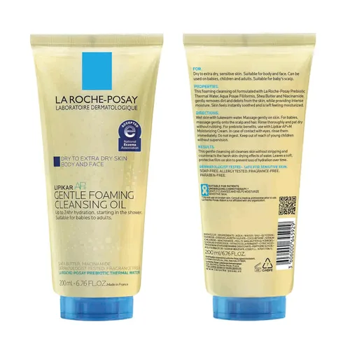 Vista 11 de La Roche-Posay Lipikar AP+ Aceite limpiador suave espumoso, limpiador suave para rostro y cuerpo formulado con niacinamida, hidratación de larga