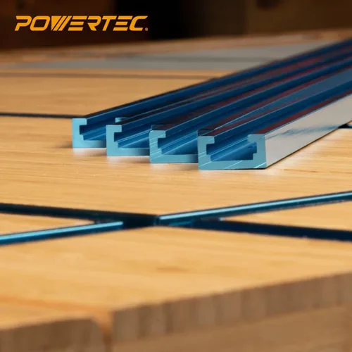 Vista 7 de Powertec - Perfil en T universal de doble corte con agujeros de montaje pretaladrados