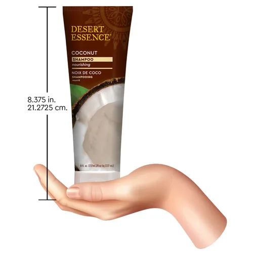 Vista 6 de Desert Essence Champú de coco, 8 onzas líquidas, sin gluten, vegano, sin parabenos, nutritivo para cabello seco con aceite de coco, manteca