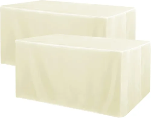 Vista 29 de Obstal Paquete de 2 manteles negros ajustables para mesas rectangulares de 4 pies, resistente al agua, lavable, tela de poliéster