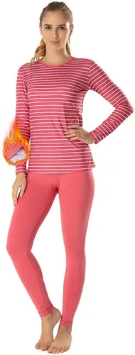 Vista 14 de MANCYFIT - Conjunto de ropa interior térmica para mujer, con forro polar, ultra suave Beige