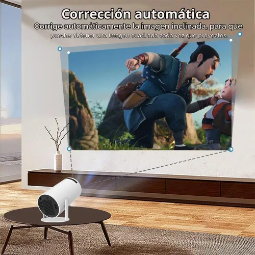 Vista 5 de Mini proyector inteligente de 40 a 130 pulgadas 4K 5G WIFI, experiencia de pantalla grande con sonido 360 premium, proyector de película Bluetooth