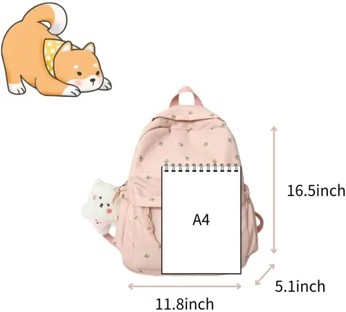 Vista 2 de Mochila escolar de flores pequeñas para adolescentes y niñas, mochila floral kawaii para niñas, mujeres, estudiantes, estética, bonita mini bolsa