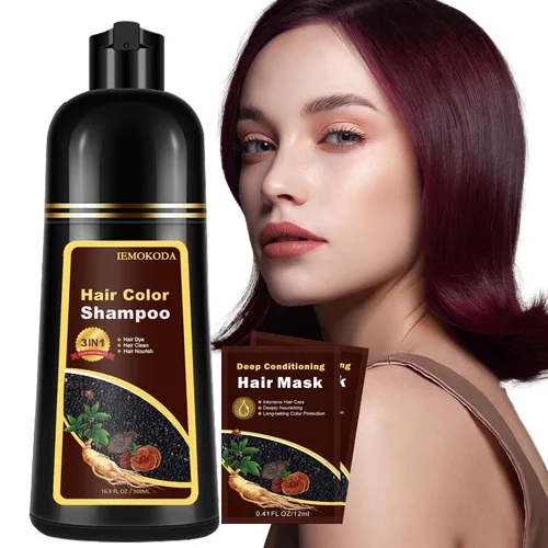 Vista 19 de Champú natural de tinte para el cabello castaño claro, champú de tinte para el cabello 3 en 1, tinte de cabello marrón para hombres y mujeres Marrón