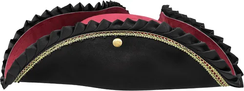 Vista 4 de Nicky Bigs Novelties Sombrero de pirata de tricornio negro de lujo accesorio de disfraz