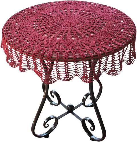 Vista 11 de USTIDE Mantel redondo de algodón hecho a mano, color beige, para boda, 31 pulgadas