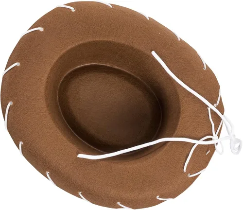 Vista 7 de Funny Party Hats Sombrero de vaquero para niños, sombreros de vaquero marrón y rojo, disfraz de vaquero para niños, sombreros del oeste, paquete de 2