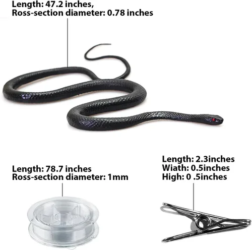 Vista 2 de Broma de serpiente con clip de cuerda, serpiente falsa en una broma de cuerda, broma de serpiente de goma realista para burlas de amigos, mantener a