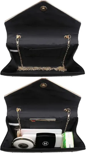 Vista 5 de Dasein Bolso de noche con diamantes de imitación para mujer, bolso de mano de ante sintético, para fiesta, formal, monederos brillantes, cóctel, boda