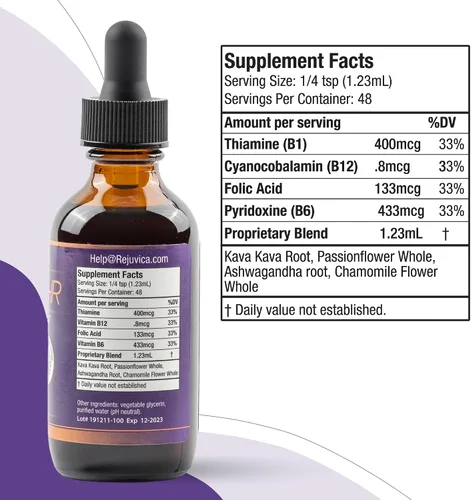 Vista 6 de Rejuvica Health Zenapin IR - Suplemento líquido avanzado para apoyar el estado de ánimo, Kava Kava, Ashwagandha, pasiflora, manzanilla, vitaminas B