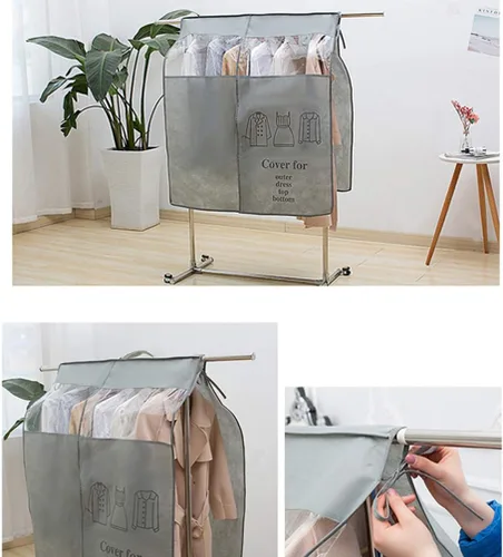 Vista 5 de Bolsas de ropa para colgar ropa, 43. 7 bolsas transparentes para colgar ropa para armario, cubierta inferior cerrada para perchero, protector