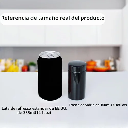 Vista 7 de Matoolser Tarro de almacenamiento hermético de vidrio negro 100ml con protección UV para café y especias