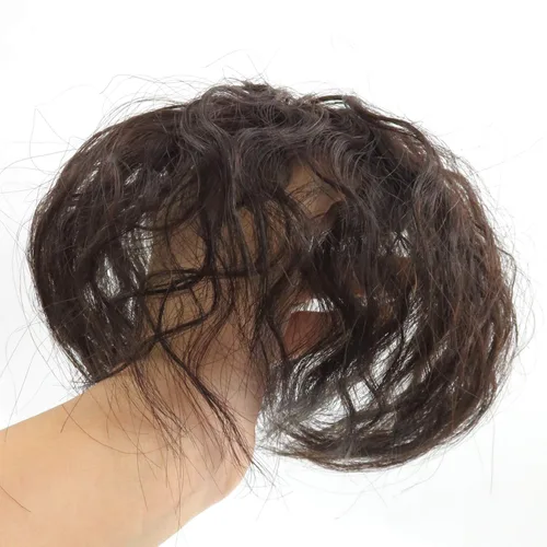 Vista 2 de RemeeHi Peluca de cabello humano rizado natural de repuesto esponjoso sin costuras con clip en la parte superior para mujer, cabello fino