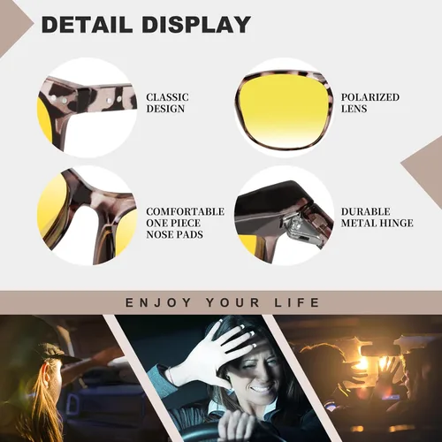 Vista 4 de HAOLOTA Gafas de conducción de visión nocturna polarizadas HD amarillas tintadas antideslumbrantes para hombres y mujeres