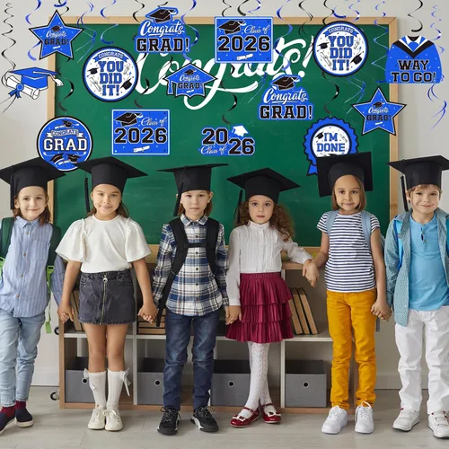 Vista 4 de 31 decoraciones de graduación para clase de 2026, remolino colgante de graduación, felicitaciones y decoraciones de fiesta de graduación