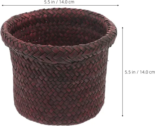 Vista 2 de Cabilock Soporte decorativo para plantas de interior tejido de algas marinas para decoración del hogar, estilo rústico, cesta de almacenamiento