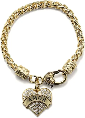 Vista 160 de Inspired Silver - Pulsera de oro con dije de corazón pavé con circonitas cúbicas
