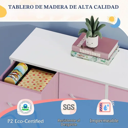 Vista 6 de WLIVE Cómoda de 8 cajones para dormitorio, cómoda ancha, rosa nublado