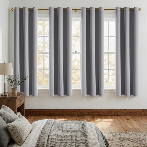 Vista 153 de ChrisDowa - Cortinas cortas para ventana de 40 pulgadas para dormitorio - Cortinas cortas con ojales y aislamiento térmico para oscurecer