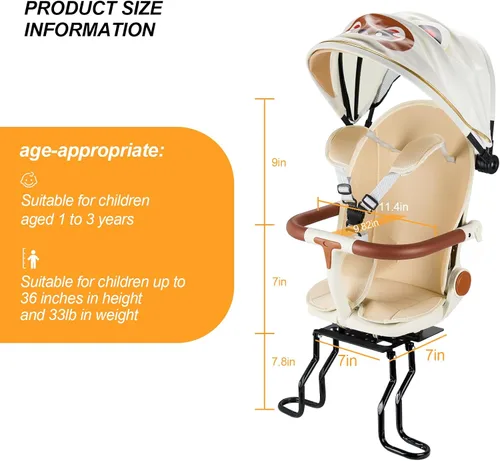 Vista 3 de XIEEIX Asiento trasero de bicicleta para niños, asientos de bicicleta para niños montados en la parte trasera, asiento infantil de montaje trasero