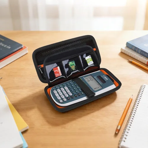 Vista 9 de BOVKE Estuche de repuesto para calculadora gráfica de poliuretano duro para Texas Instruments TI-84 Plus CE/TI-83 Plus CE/Casio fx-9750GII, bolsillo