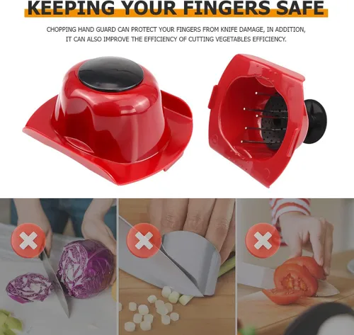 Vista 6 de DOERDO - Soporte de seguridad alimentaria para mandolina, cortador de alimentos, protector de dedos, protector de dedos para cortar verduras, rojo