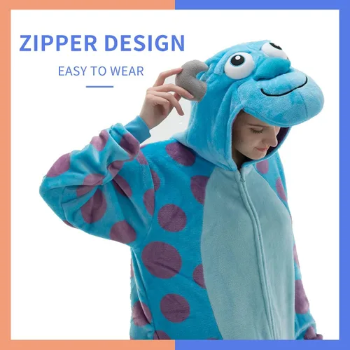 Vista 2 de COSUSKET Snug Fit Unisex Adult Onesie Pajamas, Flannel Cosplay Animal One Piece Halloween Costume Sleepwear Homewear