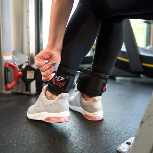 Vista 5 de ARMAGEDDON SPORTS Par de correas de tobillo de calidad dobles en D para fijación de máquinas de cable, tobilleras para equipo de entrenamiento
