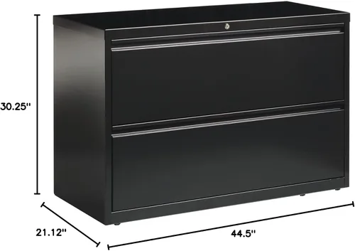 Vista 2 de Lorell Lima lateral de 2 cajones, 42 x 18-5/8 x 28-1/8 pulgadas, color negro