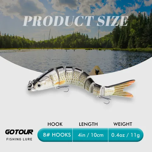 Vista 2 de GOTOUR Fishing Lures for Freshwater or Saltwater, Easy to Use for Family Fishing Beginner and Pros, Most Lifelike Jointed Swimbait，Slow Sinking Bass