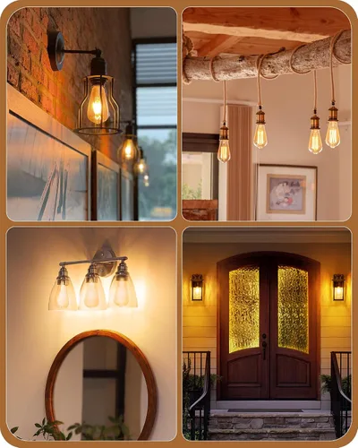 Vista 8 de EDISHINE Paquete de 6 Bombillas LED Edison Vintage 8W Equivalente a 60W, ST64 Bombillas LED Regulables, 700LM 2200K Luz Cálida Ámbar E26, Bombillas