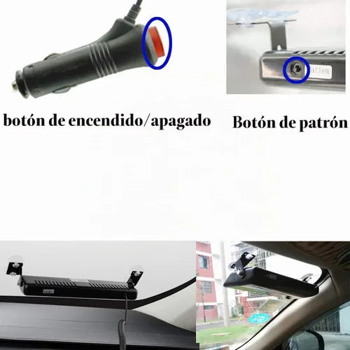 Vista 5 de Luz Estroboscópica de Destello LED Azul de Advertencia de Emergencia con 12 LED, Ventosa para Salpicadero Interior, Techo, Parabrisas, Salpicadero