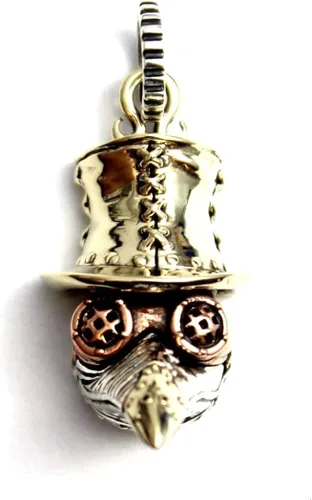 Vista 2 de Colgante de plata de ley 925 de COSUMOSU Steampunk Plague Doctor Bird Beak Mask