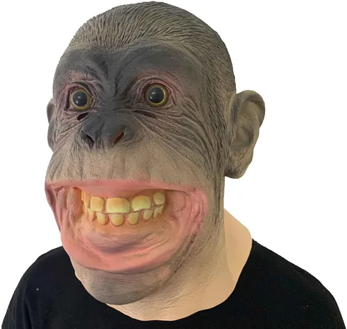 Vista 5 de Máscara de mono divertido de animal gorila espeluznante Halloween Cosplay látex aterrador realista máscara extraña para adultos