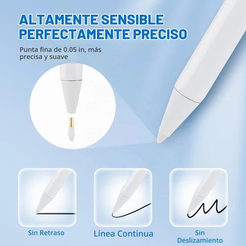 Vista 5 de Lápiz capacitivo para iPad de 6ª/7ª/8ª/9ª/10ª generación con rechazo de palma, recargable tipo C, punta fina de 0.069 pulgadas, compatible con Apple