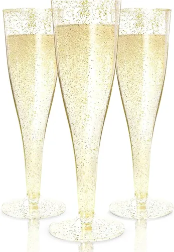 Vista 12 de Prestee Juego de 24 copas de champán de plástico transparente, capacidad de 4.5 onzas, vasos desechables inastillables, adecuadas para bodas